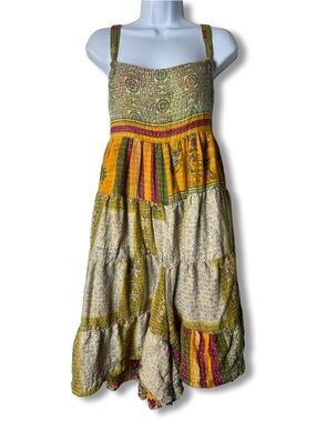 Kantha Bae Seeker Shortall Wide Leg Patchwork Jumper Sari Blanket Boho One Size